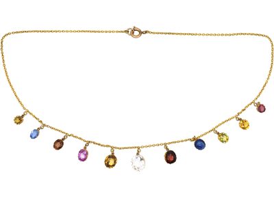 Victorian 15ct Gold Multi-Gem Harlequin Necklace