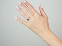 Edwardian 18ct Gold, Sapphire and Diamond Carved Half Hoop Ring