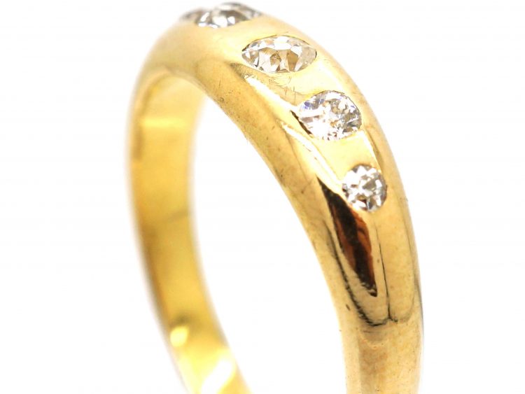 Victorian 18ct Gold, Five Stone Rub Over Set Diamond Ring