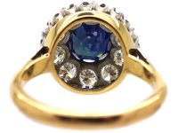 Retro 18ct White & Yellow Gold, Large Sapphire & Diamond Cluster Ring