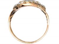 Georgian 9ct Gold Tipped Garnet & Natural Split Pearl Mourning Ring