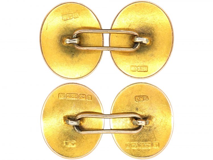 15ct Gold Plain Oval Cufflinks