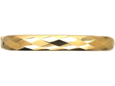 Retro 9ct Gold Faceted Bangle