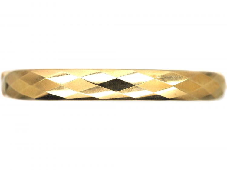 Retro 9ct Gold Faceted Bangle