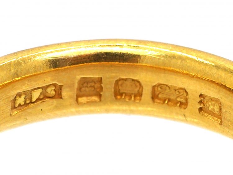 22ct Gold Wide Wedding Ring Assayed in 1925
