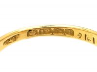 Edwardian 18ct Gold Five Stone Diamond Scroll Design Ring