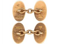 9ct Plain Gold Oval Cufflinks
