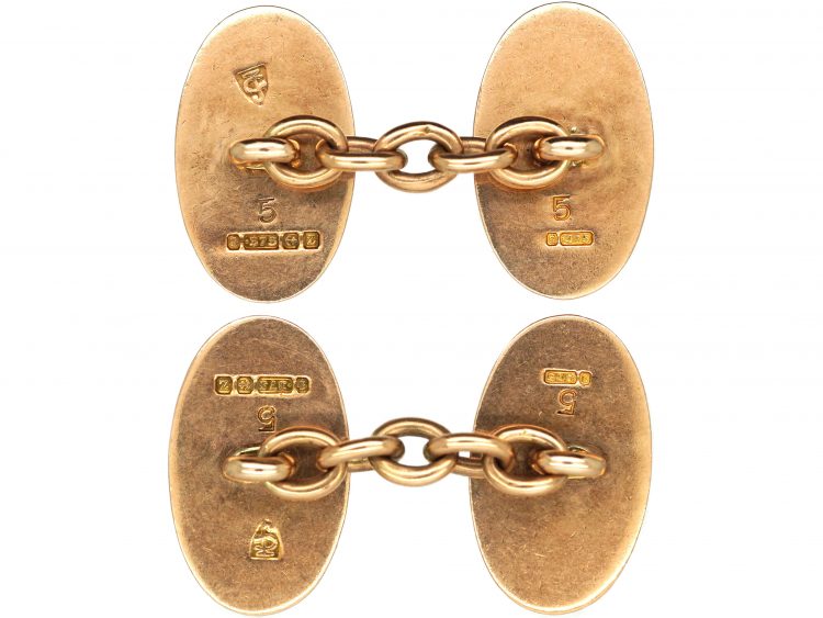 9ct Plain Gold Oval Cufflinks