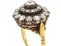 Victorian 18ct Gold and Silver, Large Diamond Cluster Ring