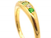 Edwardian 18ct Gold, Green Garnet & Diamond Five Stone Ring