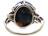 Art Deco Platinum, Black Opal & Diamond Ring