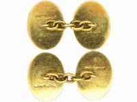 Art Deco 18ct Gold & Platinum Oval Cufflinks with Engine Turned Detail