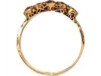 Victorian 15ct Gold, Five Stone Almandine Garnet Ring with Engraved Shank