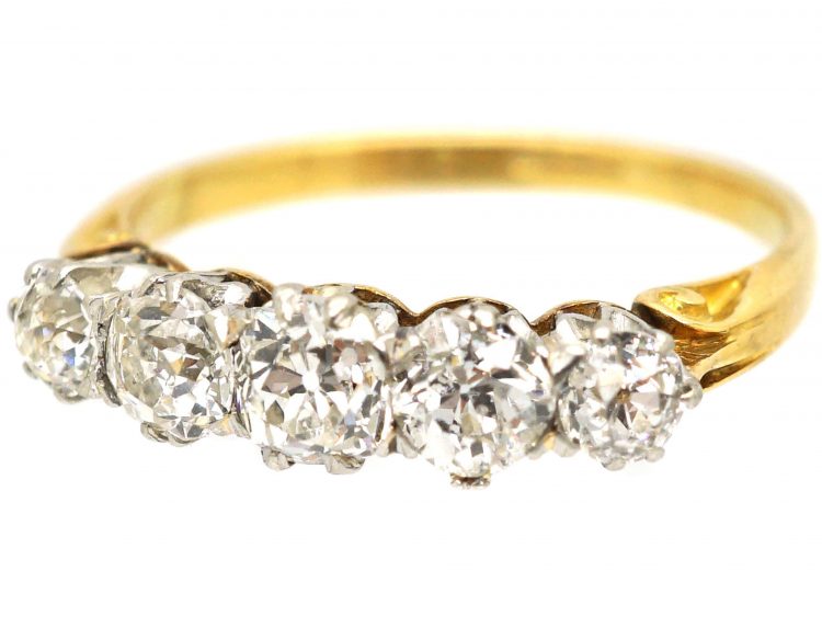 Edwardian 18ct Gold, Five Stone Diamond Ring