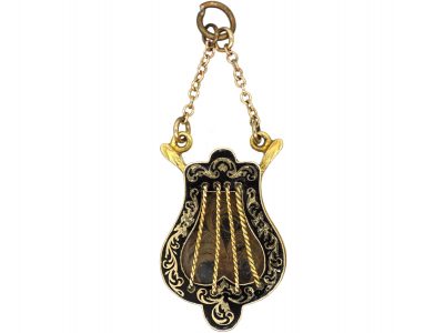 Regency 15ct Gold Lyre Pendant with Glazed Locket Interior
