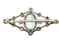 Edwardian Aquamarine & Diamond Brooch in Original Case