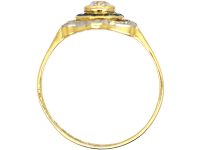Art Deco 18ct Gold and Platinum, Sapphire and Diamond Target Ring