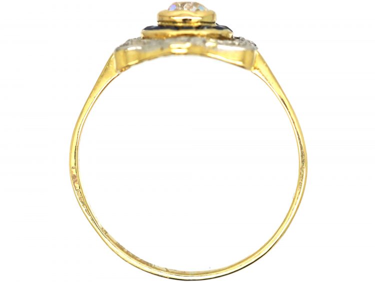 Art Deco 18ct Gold and Platinum, Sapphire and Diamond Target Ring