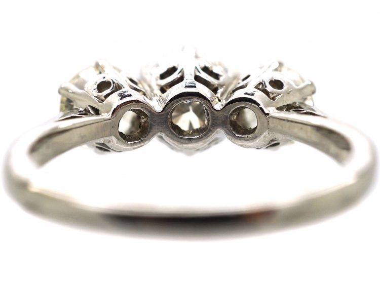 Art Deco 18ct White Gold, Three Stone Diamond Ring