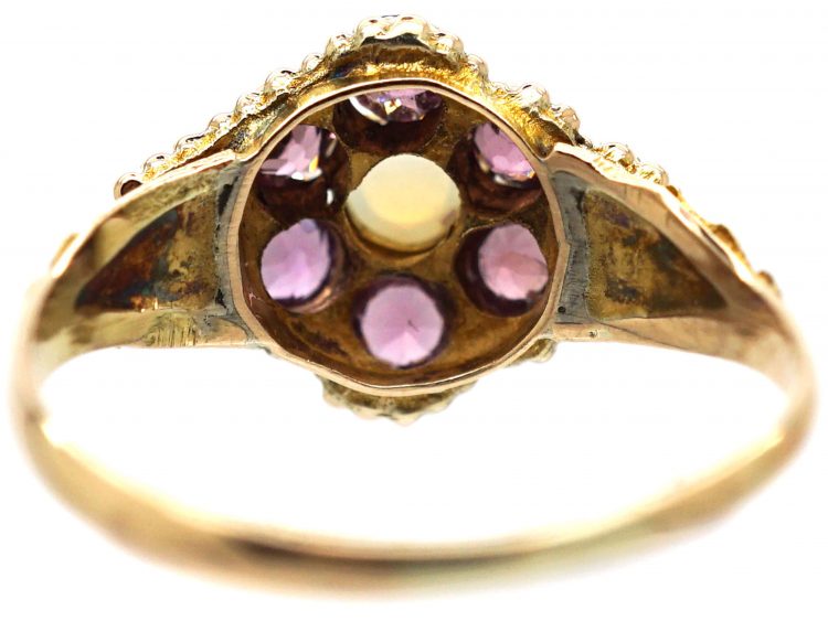 Regency 9ct Gold, Garnet & Opal Cluster Ring