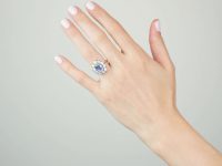 1950s 18ct Gold, Large Sapphire & Diamond Oval Cluster Ring