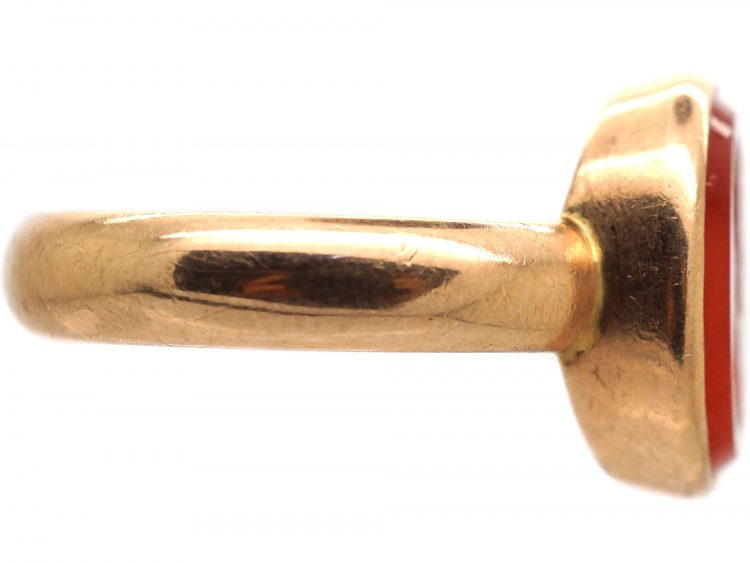 Edwardian 15ct Gold Carnelian Ring with Intaglio of Hellenistic Attic Helmeted Warrior