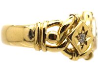Edwardian 18ct Gold Triple Knot Ring set with Three Diamonds