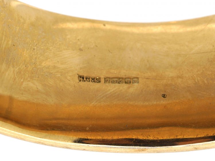 9ct Gold Wide Engraved Bangle