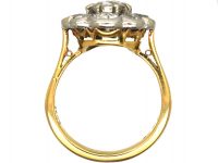 Edwardian 18ct Gold Large Rub Over Set Diamond Daisy Cluster Ring