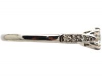Art Deco 18ct White Gold Diamond Solitaire Ring with Diamond Set Shoulders