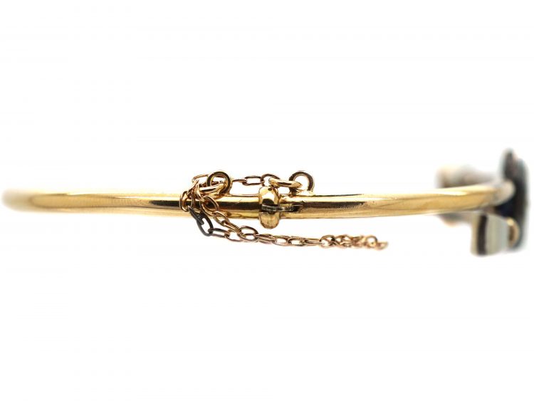 Edwardian 15ct Gold & Silver, Crop & Horseshoe Bangle set with Diamonds