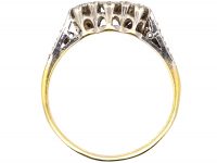 Art Deco 18ct Gold & Platinum, Three Stone Diamond Ring with Diamond Set Shoulders