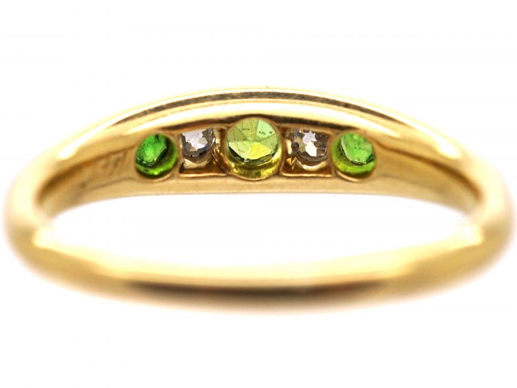 Edwardian 18ct Gold, Green Garnet & Diamond Five Stone Ring
