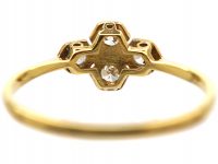 Art Deco 18ct Gold & Platinum, Four Stone Diamond Ring with Hexagonal Settings