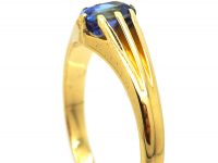 Edwardian 18ct Gold and Sapphire Solitaire Ring