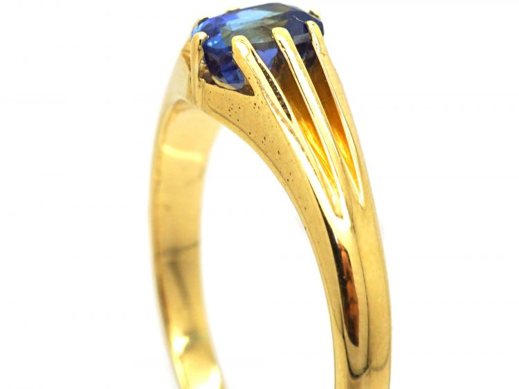 Edwardian 18ct Gold and Sapphire Solitaire Ring