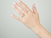 Edwardian 18ct Gold Five Stone Diamond Scroll Design Ring