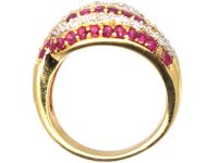 18ct Gold, Ruby & Diamond Double Snake Ring
