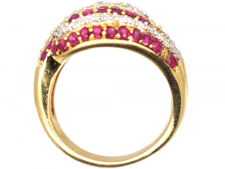 18ct Gold, Ruby & Diamond Double Snake Ring