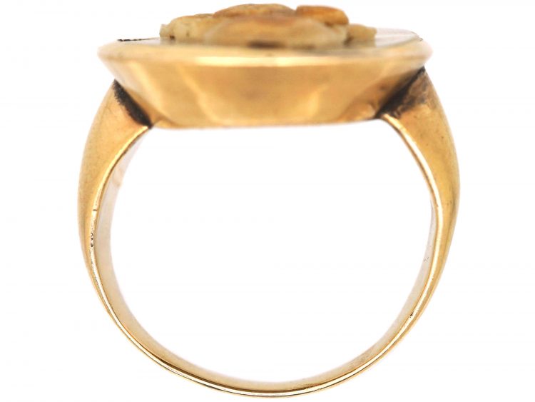 Georgian NeoClassical 18ct Gold Ring with Roman Hardstone Cameo Ring of Sisyphus