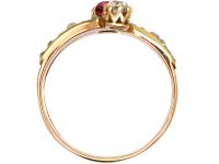 Art Deco Gold, Spinel and Rose Cut Diamond Wrap Around Ring