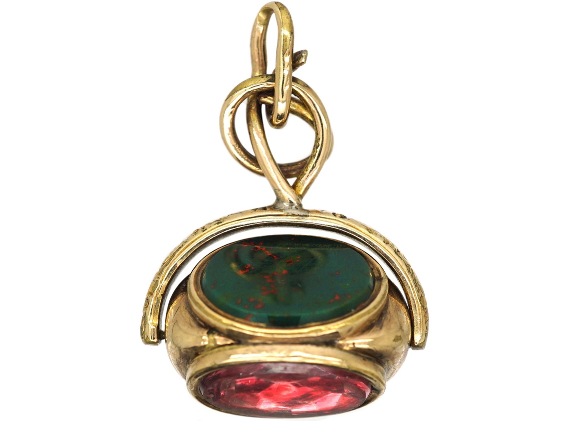 Golden Rocks Revolving Victorian 9ct Gold Cased Triple Revolving Seal set with Rock Crystal ...