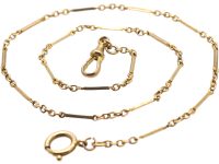 Edwardian 9ct Gold Chain with Bar & Trace Links & Dog Clip