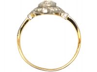 Art Deco 18ct Gold & Platinum, Two Stone Diamond Ornate Ring