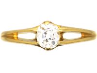 Edwardian 18ct Gold, Diamond Solitaire Ring in Openwork Setting