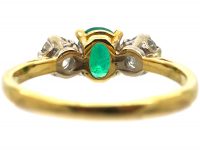 18ct Gold, Emerald & Diamond Three Stone Ring