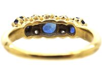 Victorian 18ct Gold Sapphire & Diamond Three Stone Ring