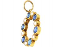 Edwardian Gold, Sapphire and Natural Split Pearl Pendant