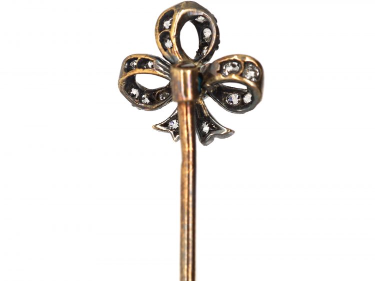 Edwardian Diamond & Turquoise Bow Tie Pin