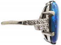 Art Deco Platinum, Black Opal & Diamond Ring